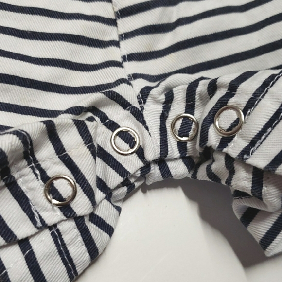 3/$20 Vintage cotton striped shortalls overalls sz 3 to 6 months unisex baseball - Picture 4 of 8